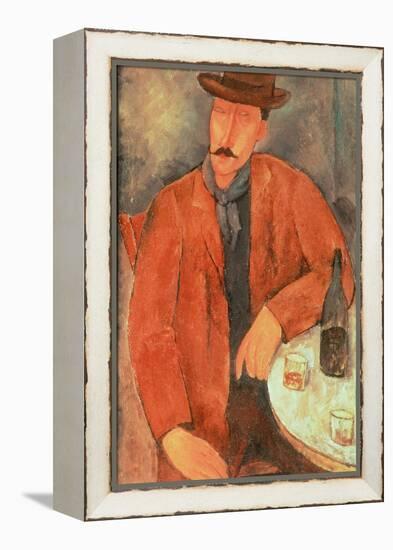 Seated Man Leaning on a Table-Amedeo Modigliani-Framed Premier Image Canvas