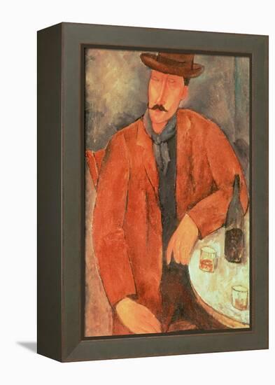 Seated Man Leaning on a Table-Amedeo Modigliani-Framed Premier Image Canvas