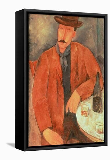 Seated Man Leaning on a Table-Amedeo Modigliani-Framed Premier Image Canvas