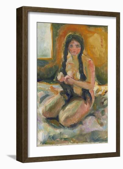 Seated Nude, 1913 (Oil on Canvas)-Edvard Munch-Framed Giclee Print