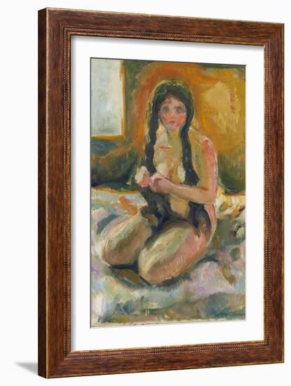 Seated Nude, 1913 (Oil on Canvas)-Edvard Munch-Framed Giclee Print