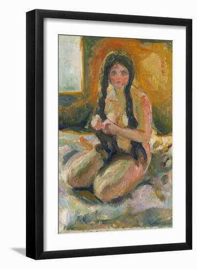 Seated Nude, 1913 (Oil on Canvas)-Edvard Munch-Framed Giclee Print