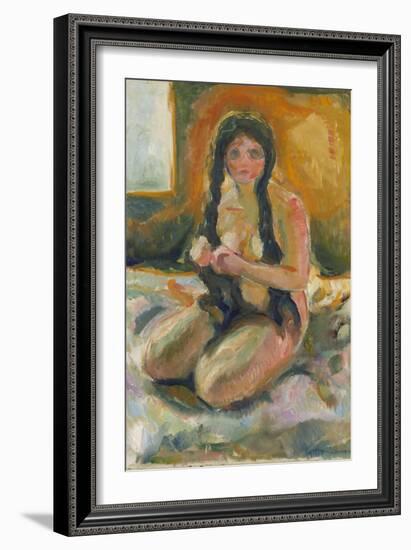 Seated Nude, 1913 (Oil on Canvas)-Edvard Munch-Framed Giclee Print