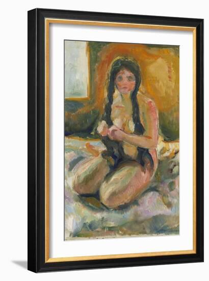 Seated Nude, 1913 (Oil on Canvas)-Edvard Munch-Framed Giclee Print