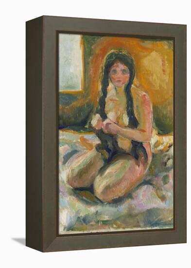 Seated Nude, 1913 (Oil on Canvas)-Edvard Munch-Framed Premier Image Canvas