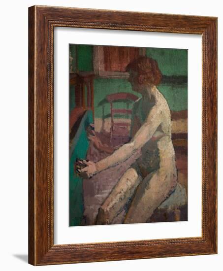 Seated Nude, 1923-1925 (Oil on Canvas)-Malcolm Drummond-Framed Giclee Print