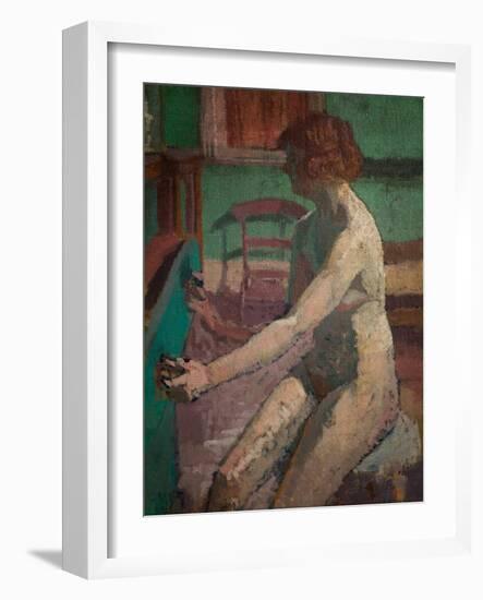Seated Nude, 1923-1925 (Oil on Canvas)-Malcolm Drummond-Framed Giclee Print