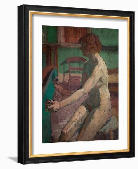 Seated Nude, 1923-1925 (Oil on Canvas)-Malcolm Drummond-Framed Giclee Print
