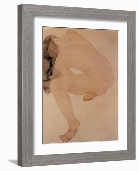 Seated Nude Bending over-Auguste Rodin-Framed Giclee Print