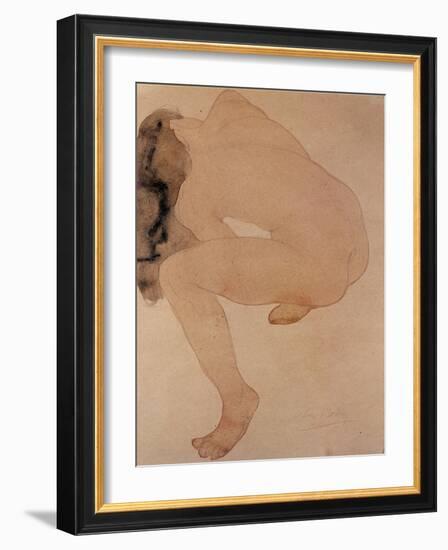 Seated Nude Bending over-Auguste Rodin-Framed Giclee Print
