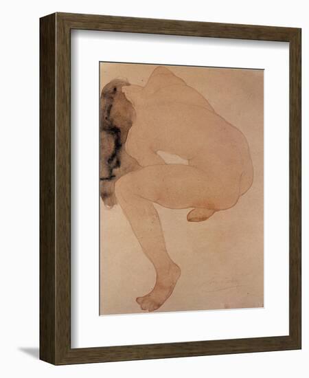 Seated Nude Bending over-Auguste Rodin-Framed Giclee Print