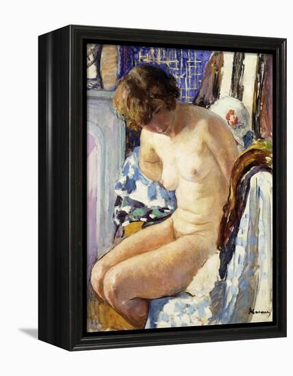 Seated Nude; Nu Assise-Henri Lebasque-Framed Premier Image Canvas