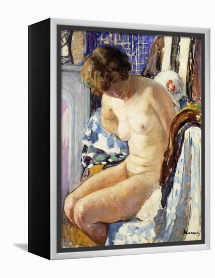 Seated Nude; Nu Assise-Henri Lebasque-Framed Premier Image Canvas