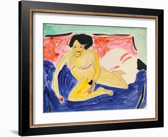 Seated Nude on Divan-Ernst Ludwig Kirchner-Framed Giclee Print