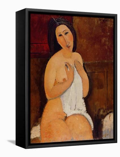 Seated Nude with a Shirt, 1917 (Oil on Canvas)-Amedeo Modigliani-Framed Premier Image Canvas