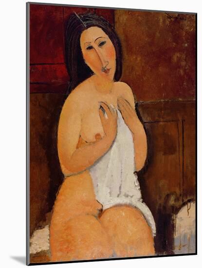 Seated Nude with a Shirt, 1917 (Oil on Canvas)-Amedeo Modigliani-Mounted Giclee Print