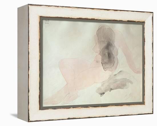 Seated Nude with Dishevelled Hair (W/C on Paper)-Auguste Rodin-Framed Premier Image Canvas