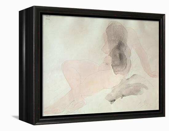 Seated Nude with Dishevelled Hair (W/C on Paper)-Auguste Rodin-Framed Premier Image Canvas