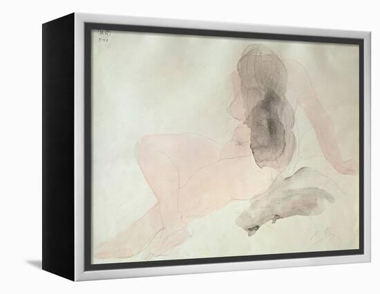 Seated Nude with Dishevelled Hair (W/C on Paper)-Auguste Rodin-Framed Premier Image Canvas