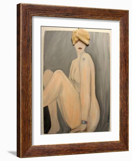 Seated Nude with Pink Hat 2004-Susan Adams-Framed Giclee Print