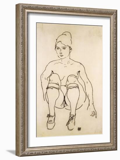 Seated Nude with Shoes and Stockings-Egon Schiele-Framed Giclee Print