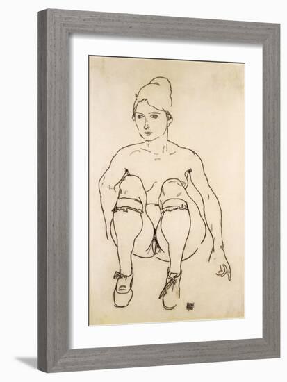 Seated Nude with Shoes and Stockings-Egon Schiele-Framed Giclee Print