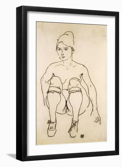 Seated Nude with Shoes and Stockings-Egon Schiele-Framed Giclee Print