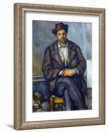 Seated Peasant-Paul Cézanne-Framed Giclee Print