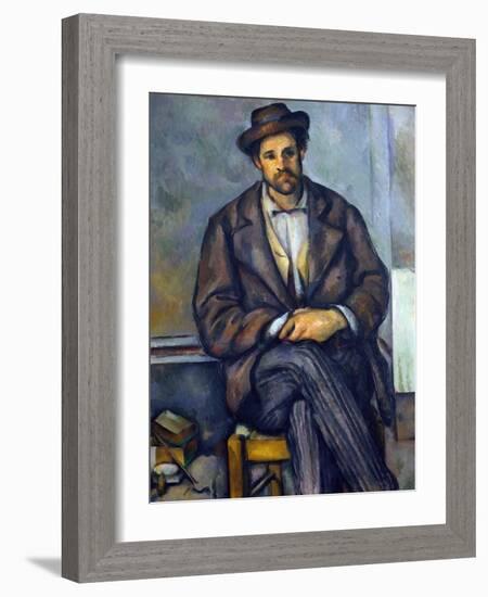 Seated Peasant-Paul Cézanne-Framed Giclee Print