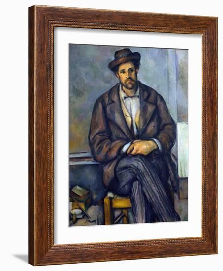 Seated Peasant-Paul Cézanne-Framed Giclee Print