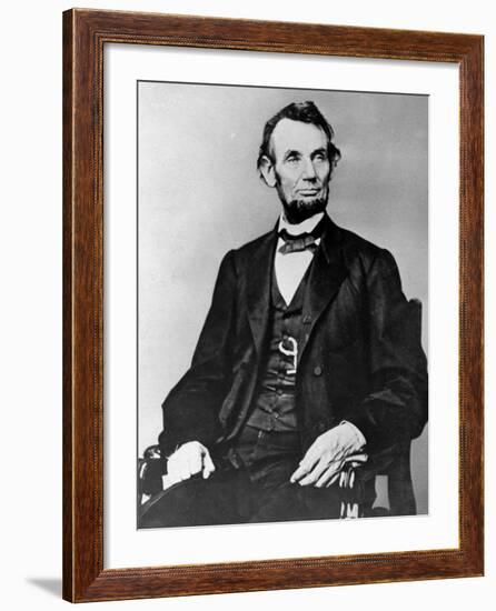 Seated Portrait of President Abraham Lincoln-null-Framed Premium Photographic Print