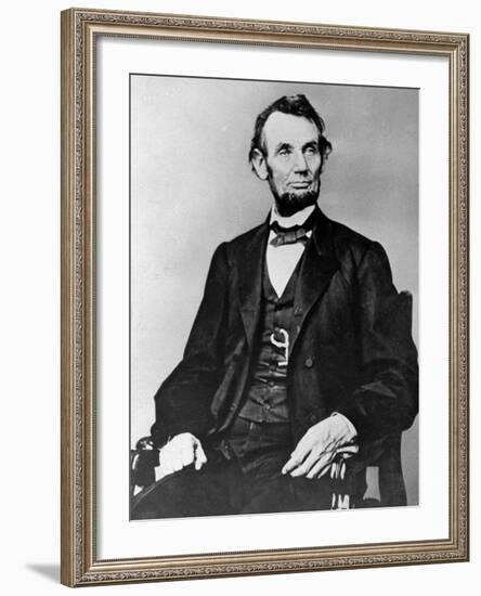 Seated Portrait of President Abraham Lincoln-null-Framed Photographic Print