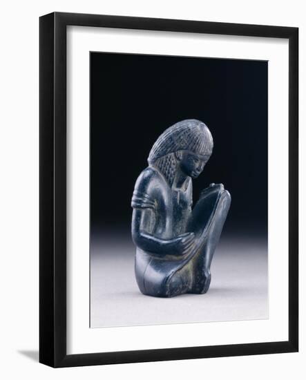 Seated Scribe, New Kingdom, 1391-1353 BC (Greywacke)-Egyptian 18th Dynasty-Framed Giclee Print