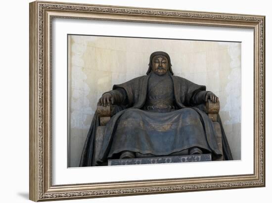 Seated Statue of Chingis Khan at the Parliament Building in Ulan Bator, 2005-null-Framed Giclee Print