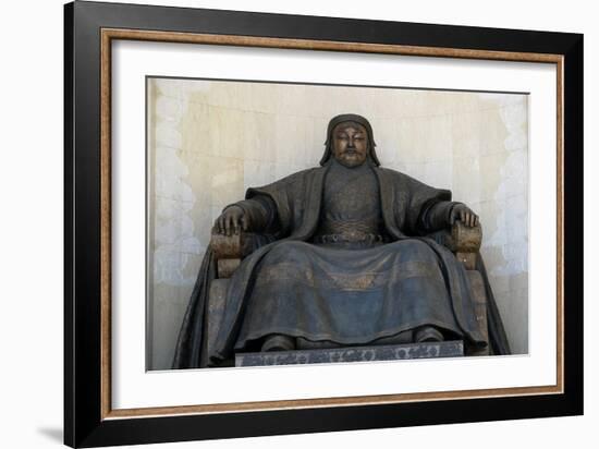 Seated Statue of Chingis Khan at the Parliament Building in Ulan Bator, 2005-null-Framed Giclee Print