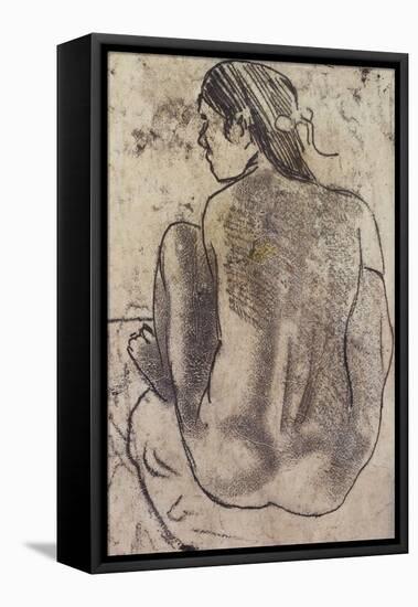 Seated Tahitian Nude from the Back; Tahitienne Nue De Dos Assise-Paul Gauguin-Framed Premier Image Canvas