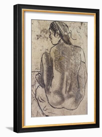 Seated Tahitian Nude from the Back; Tahitienne Nue De Dos Assise-Paul Gauguin-Framed Giclee Print