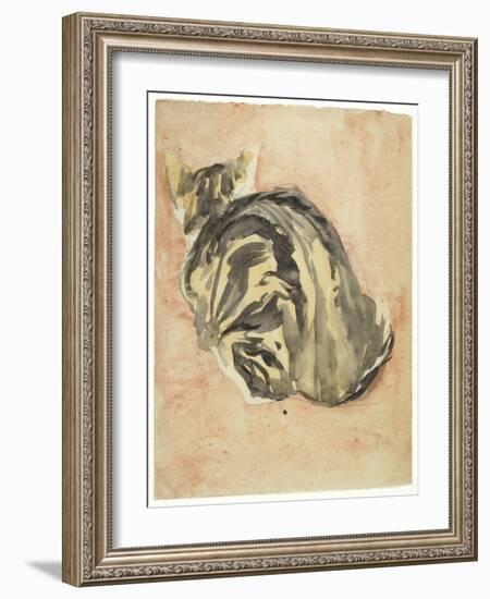 Seated Tortoiseshell Cat (Mixed Media on Paper)-Gwen John-Framed Giclee Print