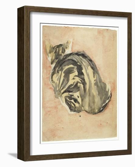 Seated Tortoiseshell Cat (Mixed Media on Paper)-Gwen John-Framed Giclee Print