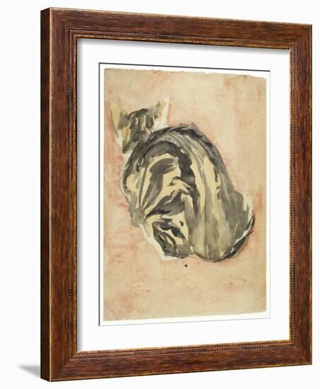 Seated Tortoiseshell Cat (Mixed Media on Paper)-Gwen John-Framed Giclee Print