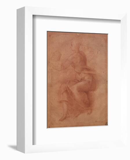 Seated Virgin Holding Child-Michelangelo Buonarroti-Framed Art Print