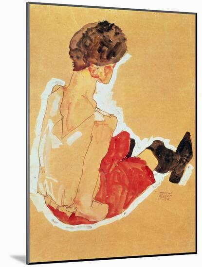 Seated Woman, 1911-Egon Schiele-Mounted Giclee Print