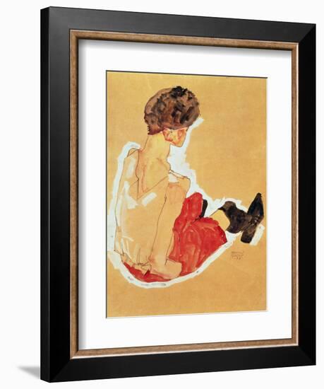 Seated Woman, 1911-Egon Schiele-Framed Giclee Print