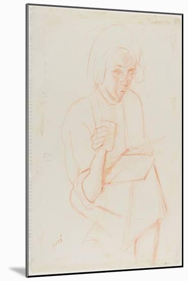 Seated Woman, 27 October 1954 (Red Chalk on Paper)-Nina Hamnett-Mounted Giclee Print