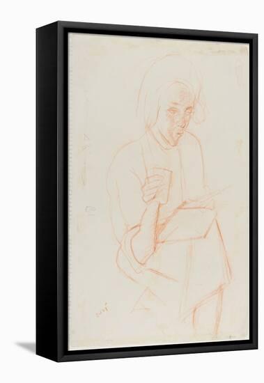 Seated Woman, 27 October 1954 (Red Chalk on Paper)-Nina Hamnett-Framed Premier Image Canvas