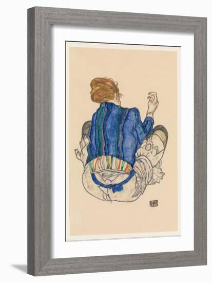 Seated Woman, Back View, 1917-Egon Schiele-Framed Giclee Print