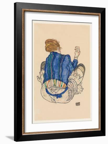 Seated Woman, Back View, 1917-Egon Schiele-Framed Giclee Print