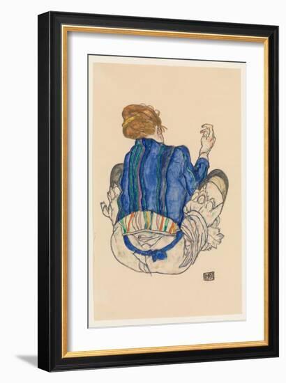 Seated Woman, Back View, 1917-Egon Schiele-Framed Giclee Print