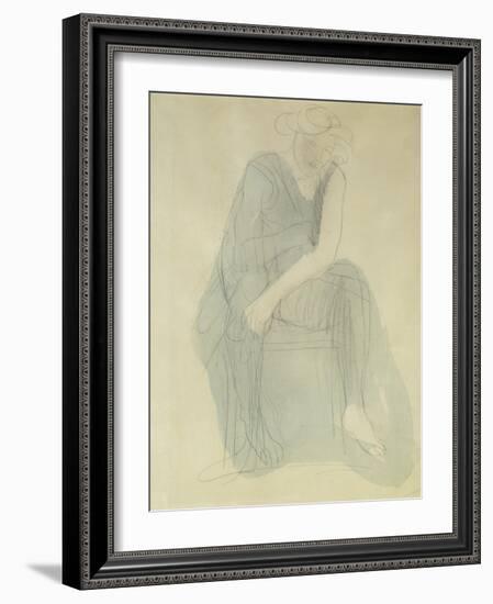 Seated Woman; Femme Assise-Auguste Rodin-Framed Giclee Print