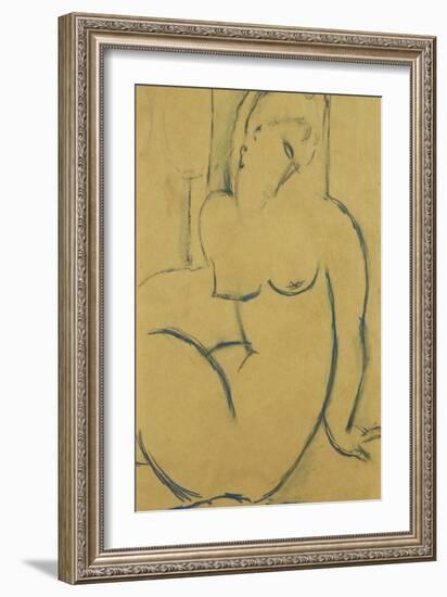 Seated Woman; Femme Assise-Amedeo Modigliani-Framed Giclee Print